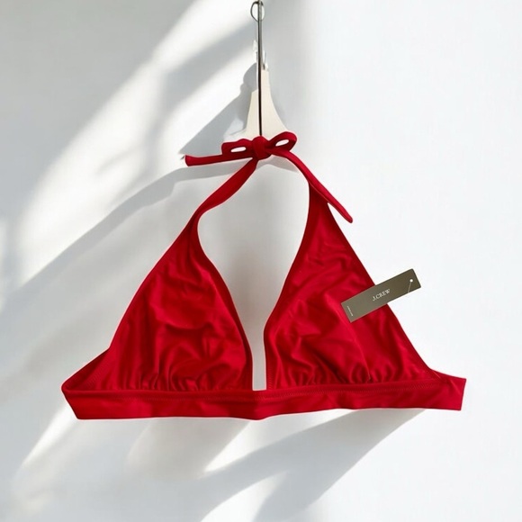 🌻NEW w.tags J Crew Red Halter Style Adjustable Bikini Top  Multiple Sizes - Picture 1 of 9